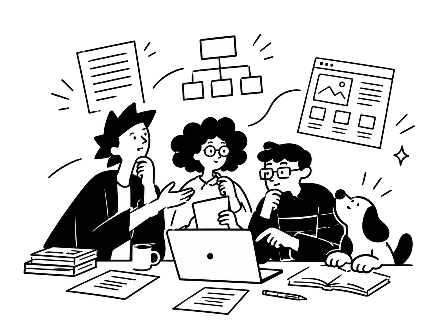 ホームページ制作を検討する人のイラスト