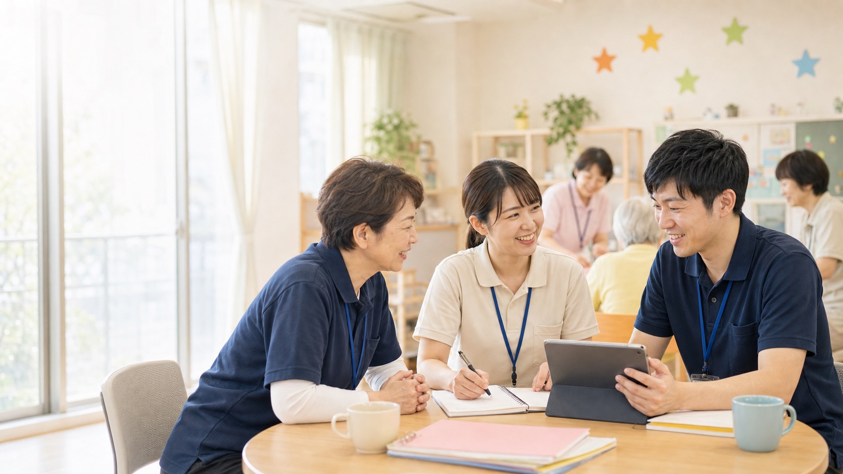 相談しながら働くひだまりの職員