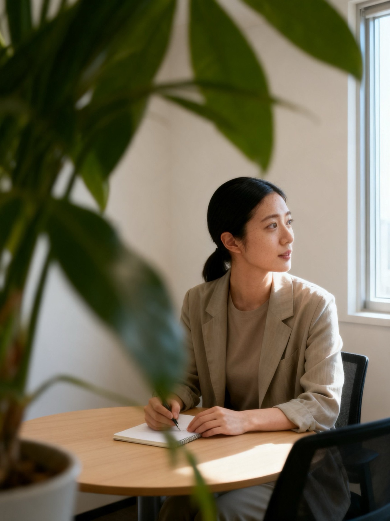 打ち合わせでメモを取る営業の社員（イメージ）