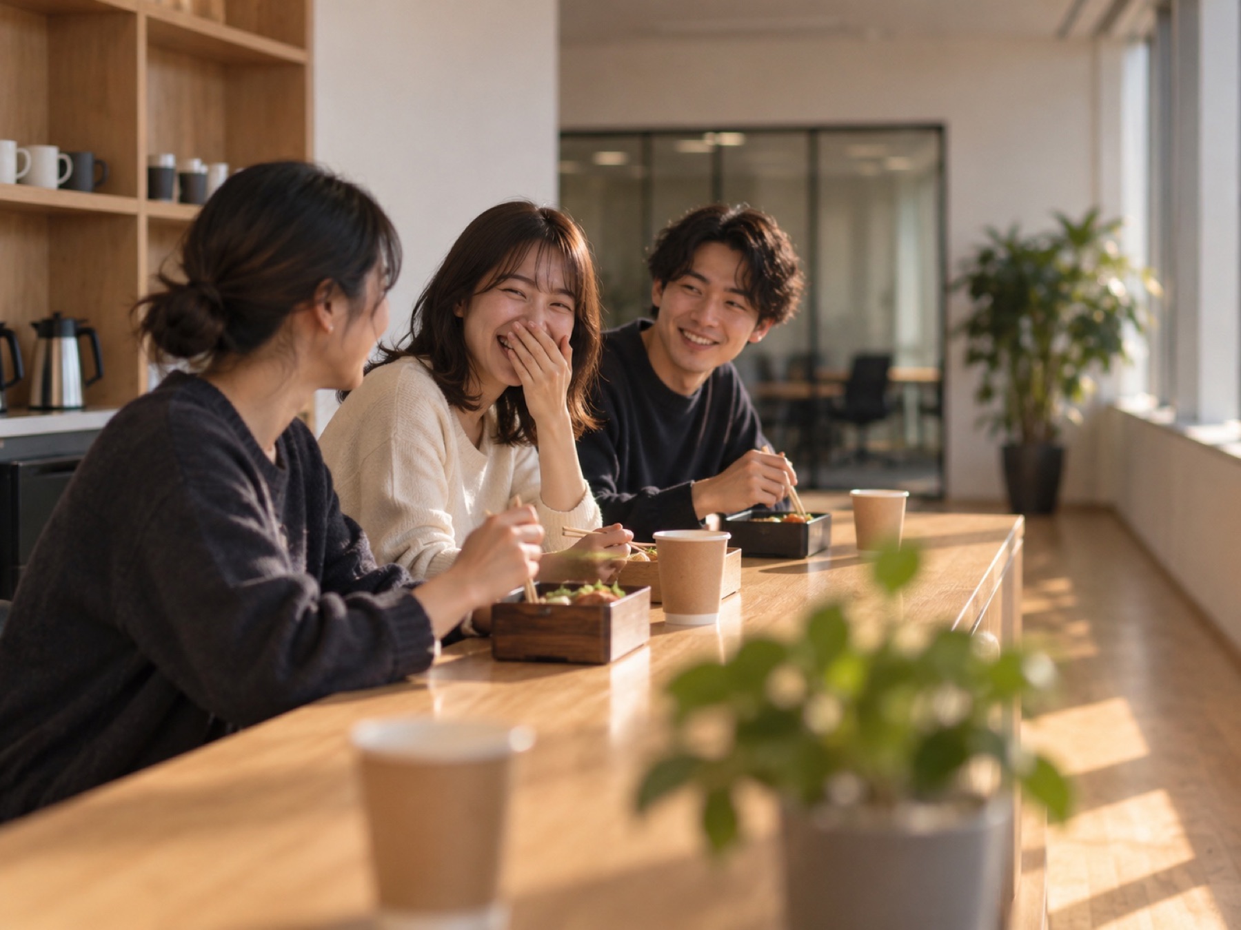 事務所での昼ごはん(イメージ)