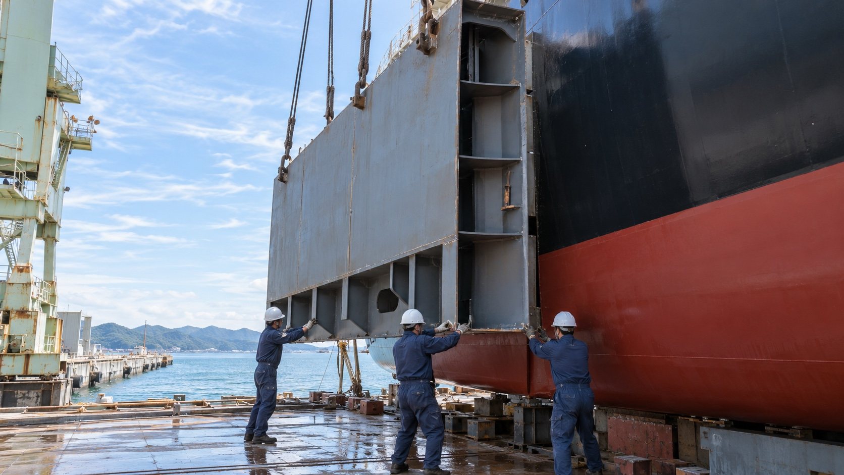 ブロック建造の現場
