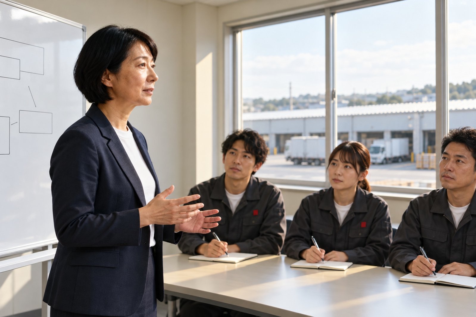 社内の勉強会で話す代表