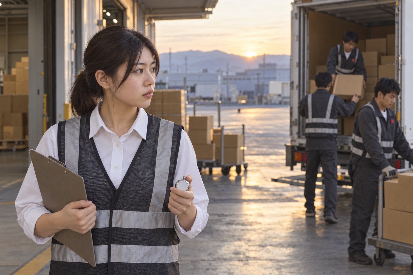 センターで積み込みを観察する白石